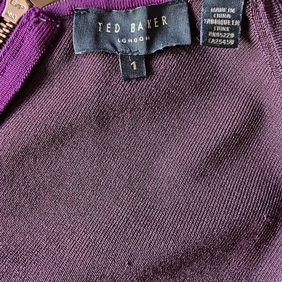 Ted Baker Long Sleeve Ribbed Effect Purple Crop Top Rose Gold Zip Croped Ted 1 - Picture 5 of 8